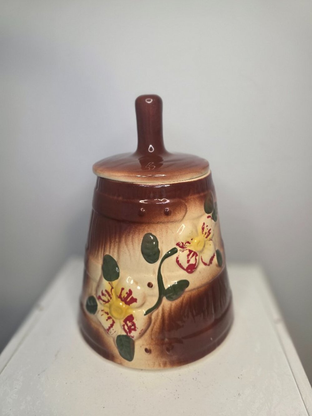 Vintage McCoy Ceramic Pottery Butter Churn 1930's Cookie Jar